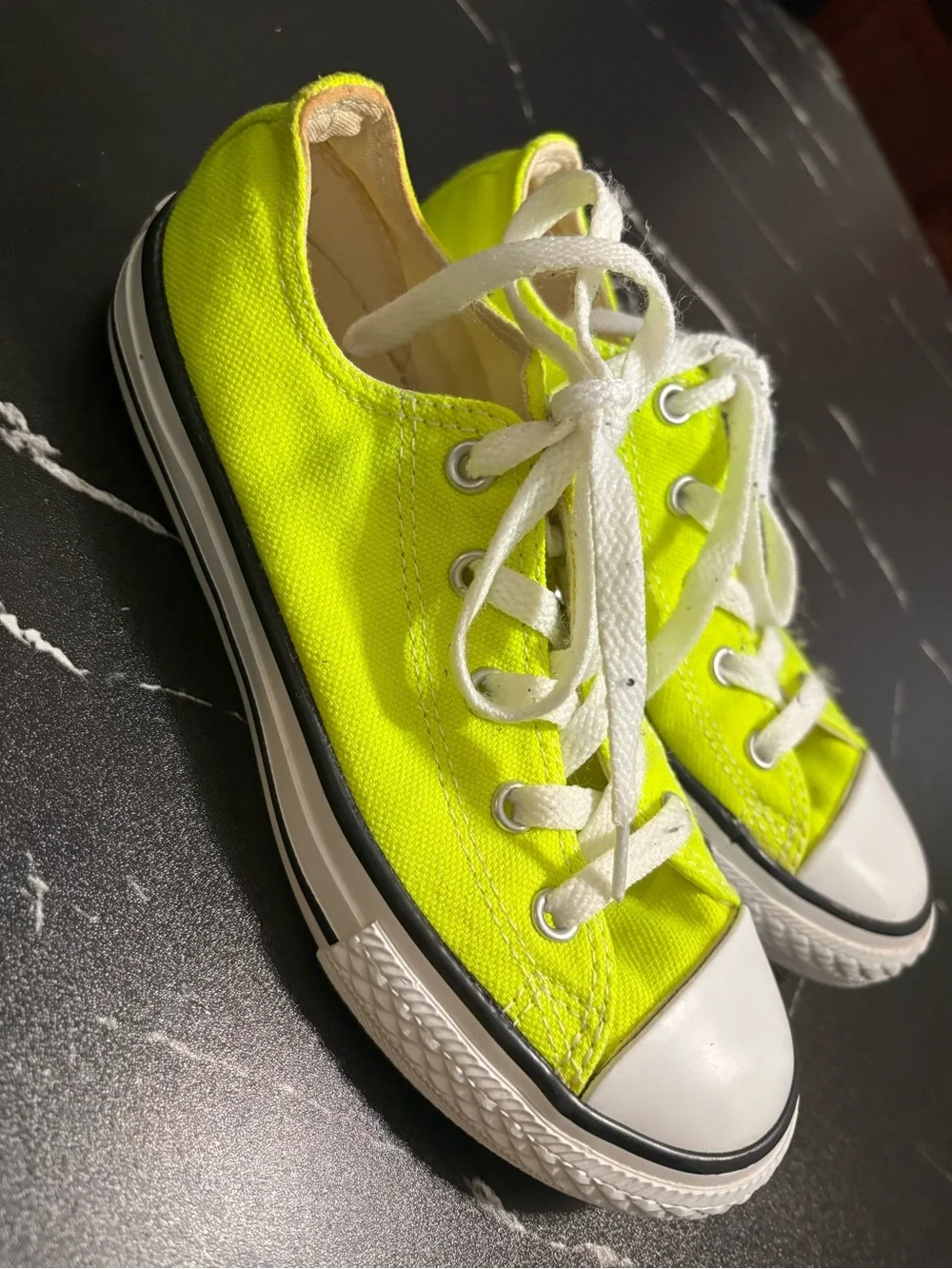 Converse Kids Neon Yellow Canvas Lace-Up Sneakers